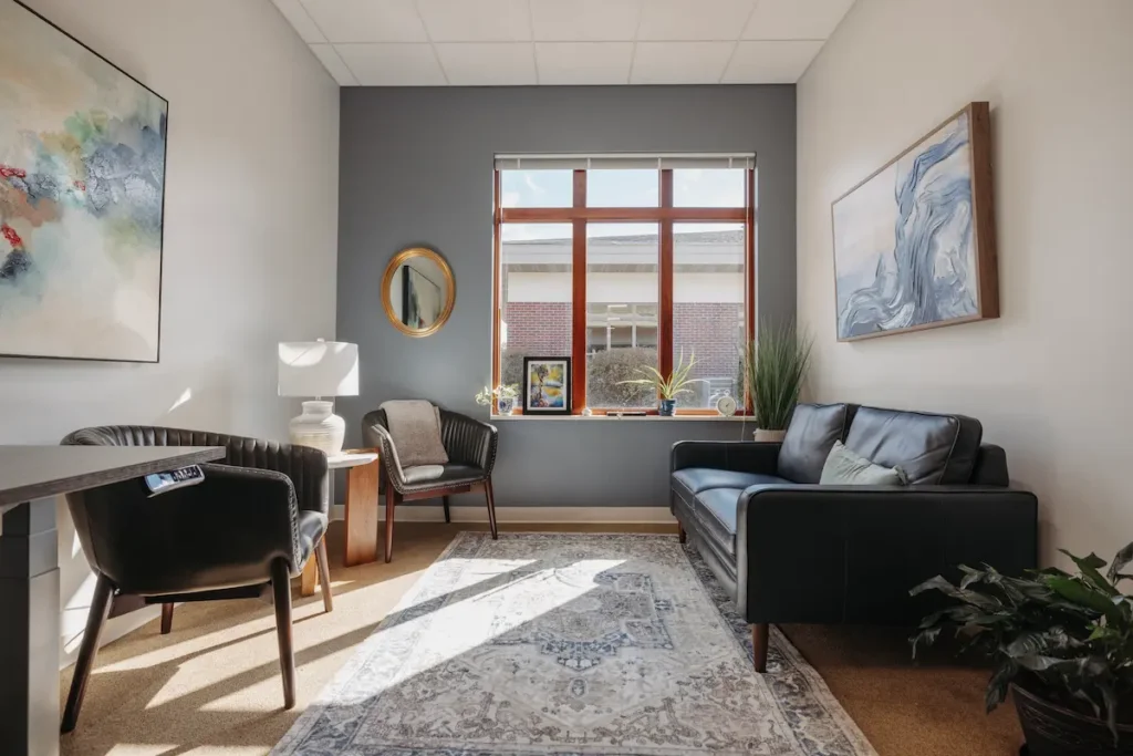 A welcoming treatment room at The Remedy Mental Health designed for comfortable, personalized mental health care.