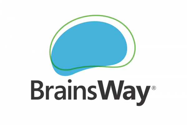 Blue and green BrainsWay logo representing dTMS therapy available at The Remedy.